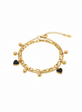 Black Heart Charm Gold Bracelet