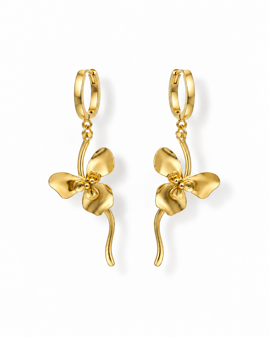 Golden Petal Bloom Dangle Earrings