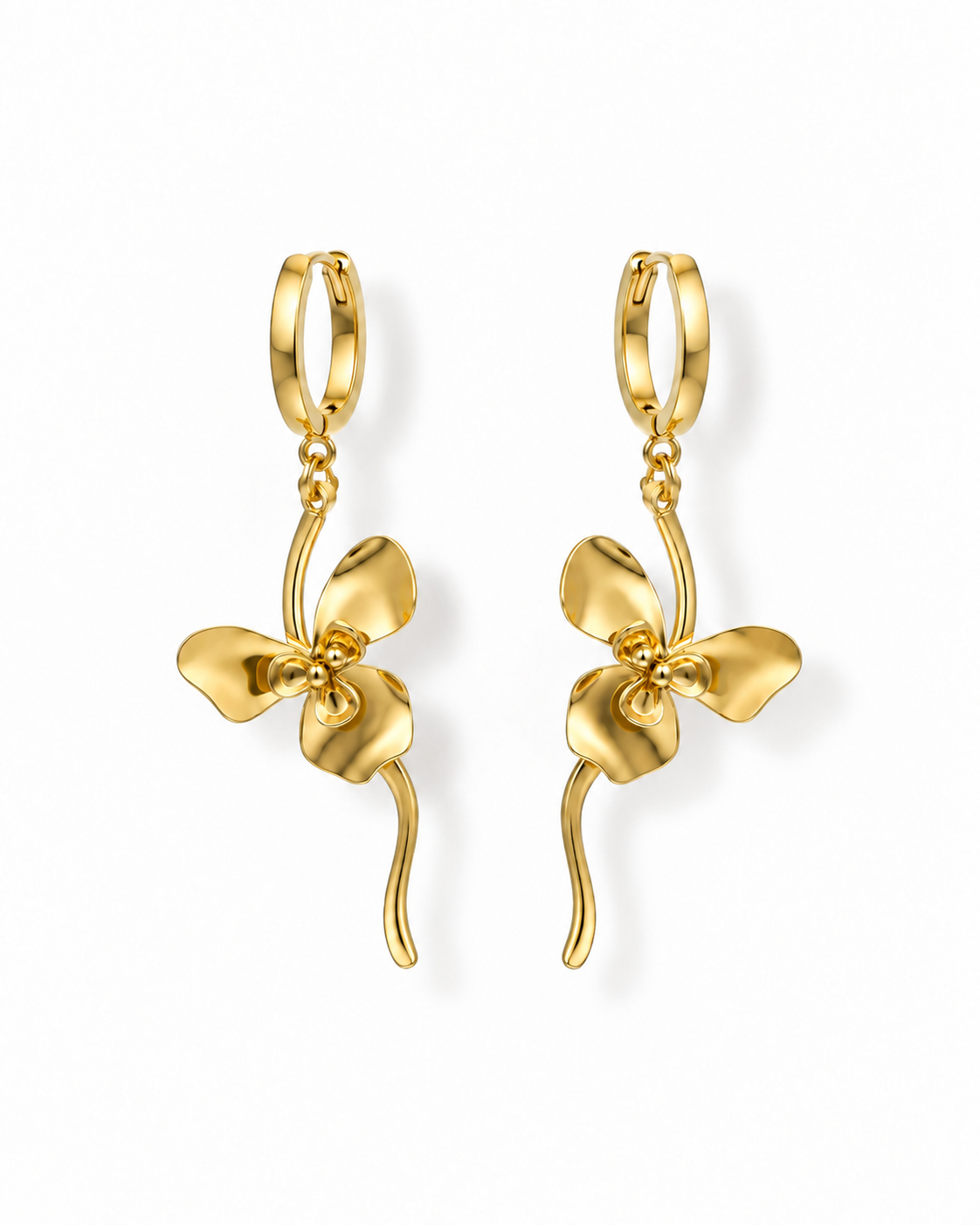 Golden Petal Bloom Dangle Earrings