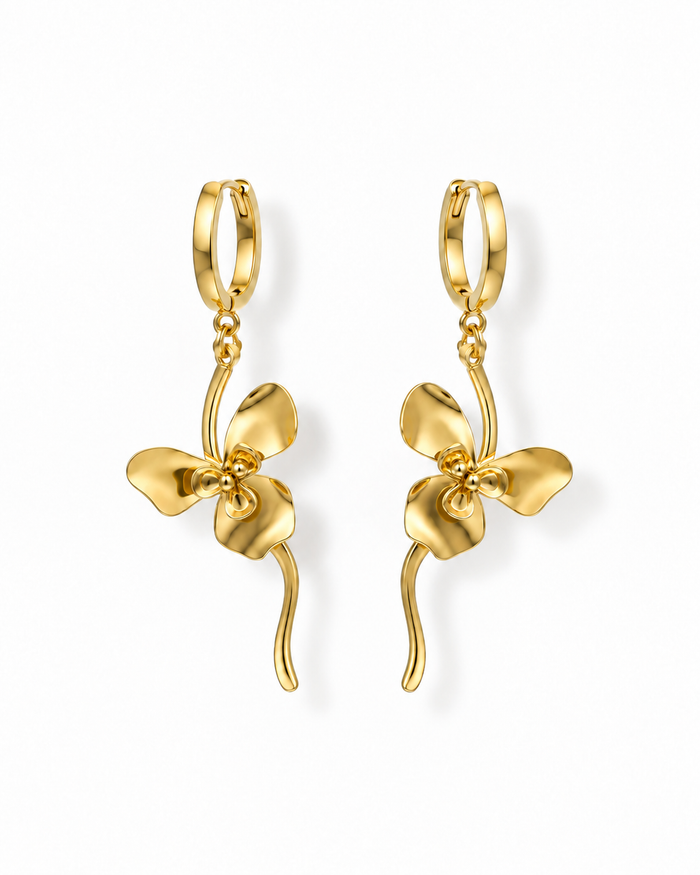 Golden Petal Bloom Dangle Earrings
