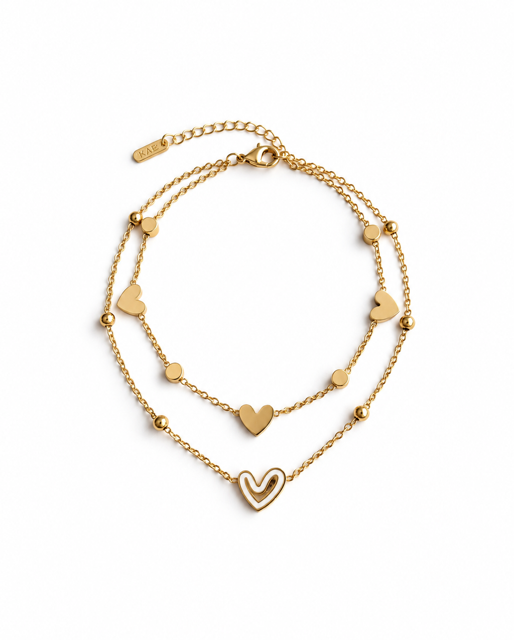 Double Layer Heart Charm Bracelet