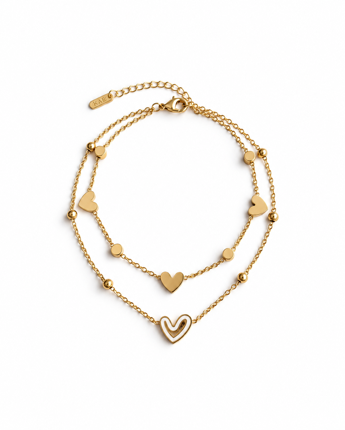 Double Layer Heart Charm Bracelet