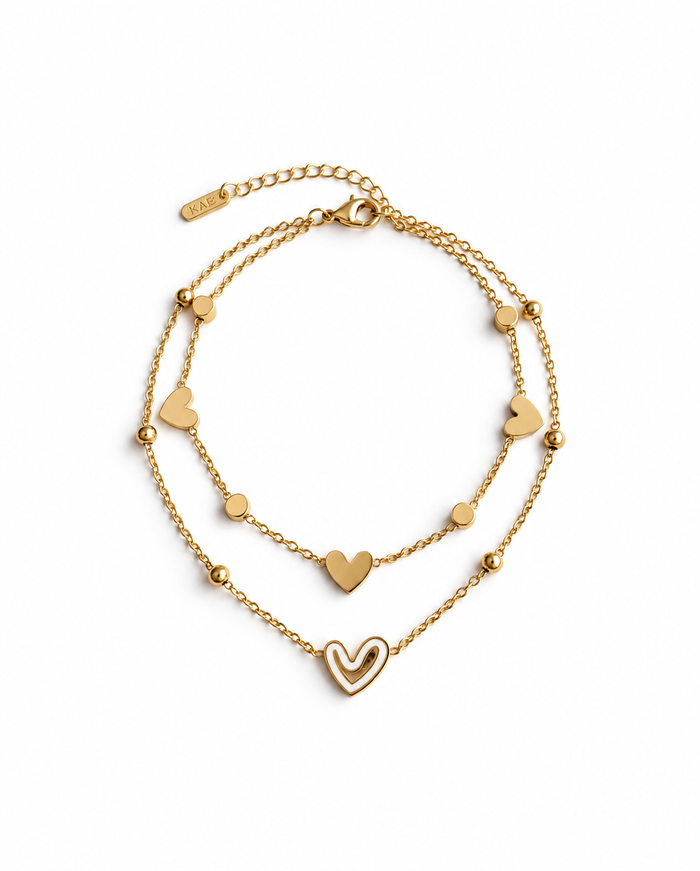 Double Layer Heart Charm Bracelet