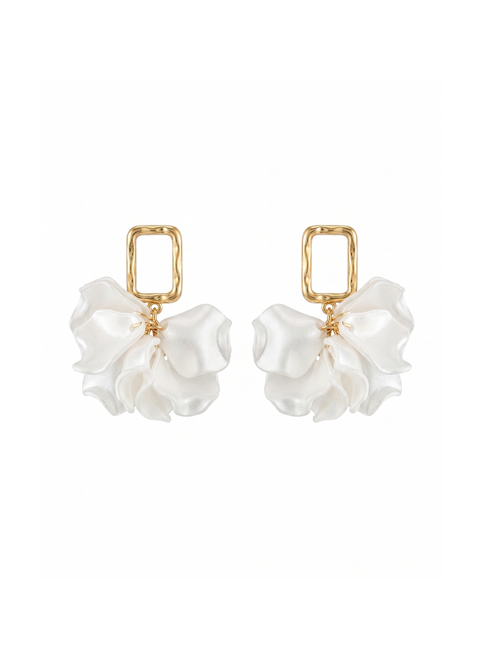 Floral Organza Drop Statement Earrings