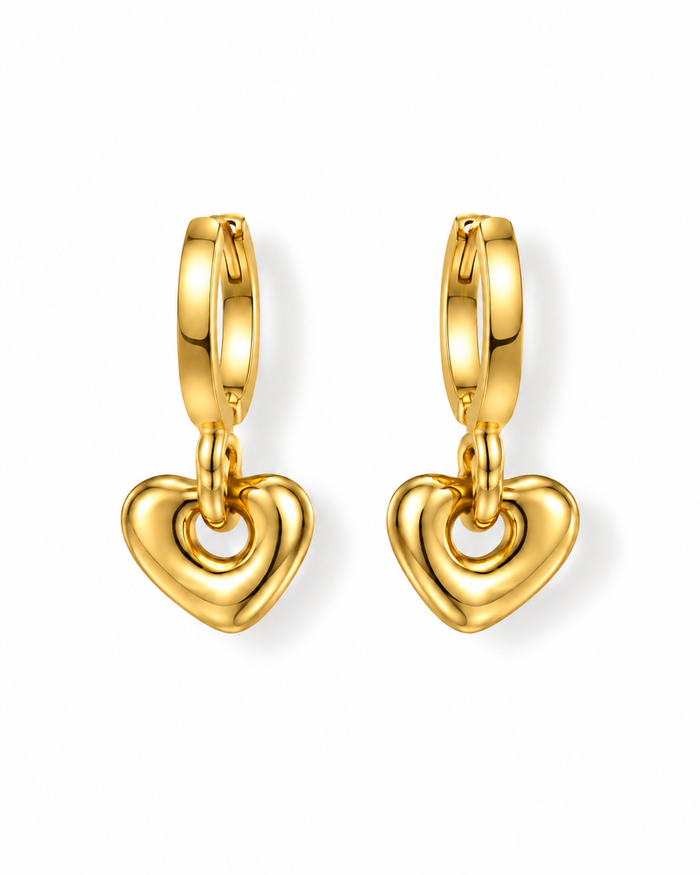 Heart Loop Gold Hoop Earrings