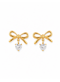 Bow Crystal Heart Drop Earrings