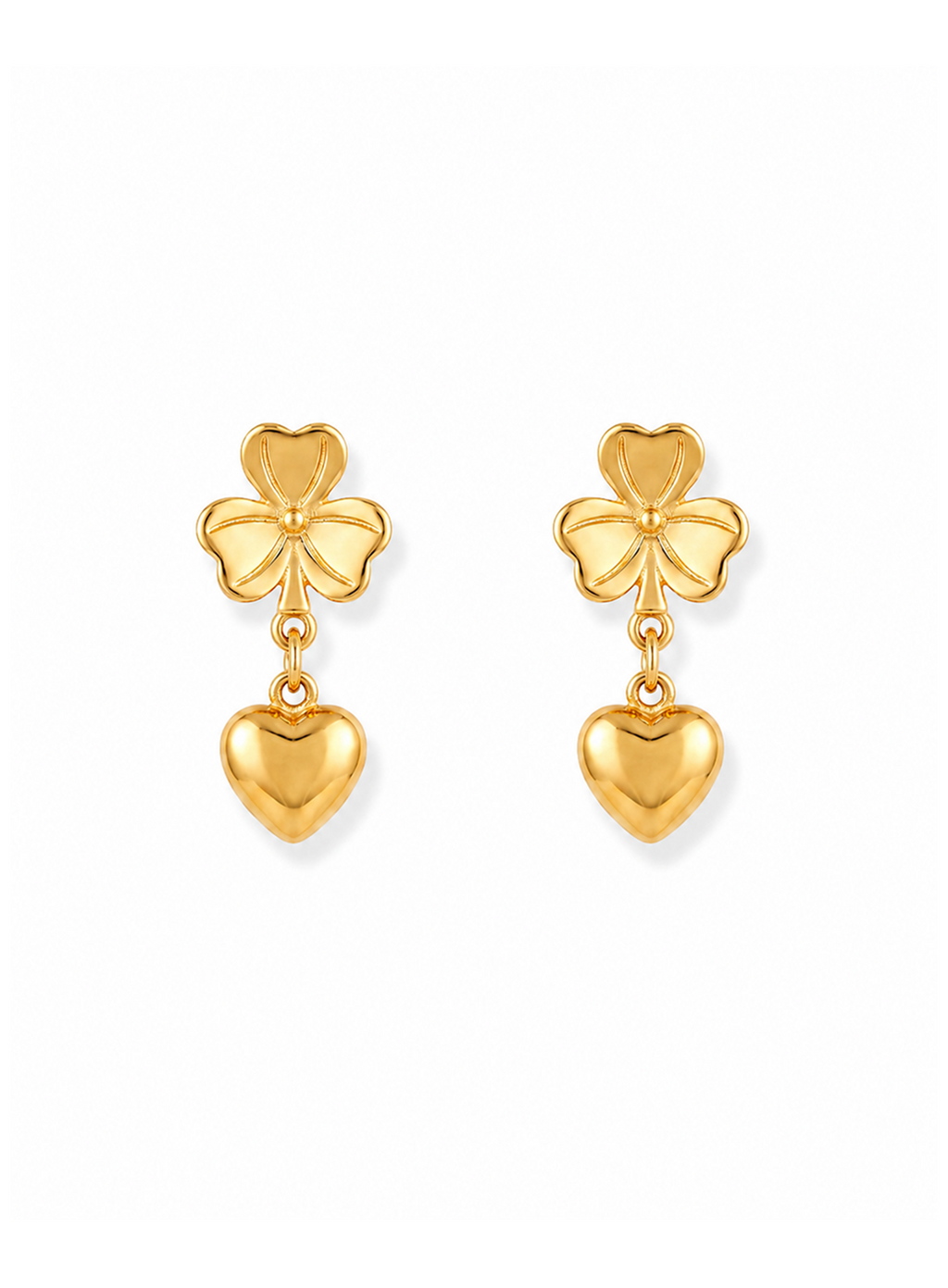 Clover Heart Drop Earrings