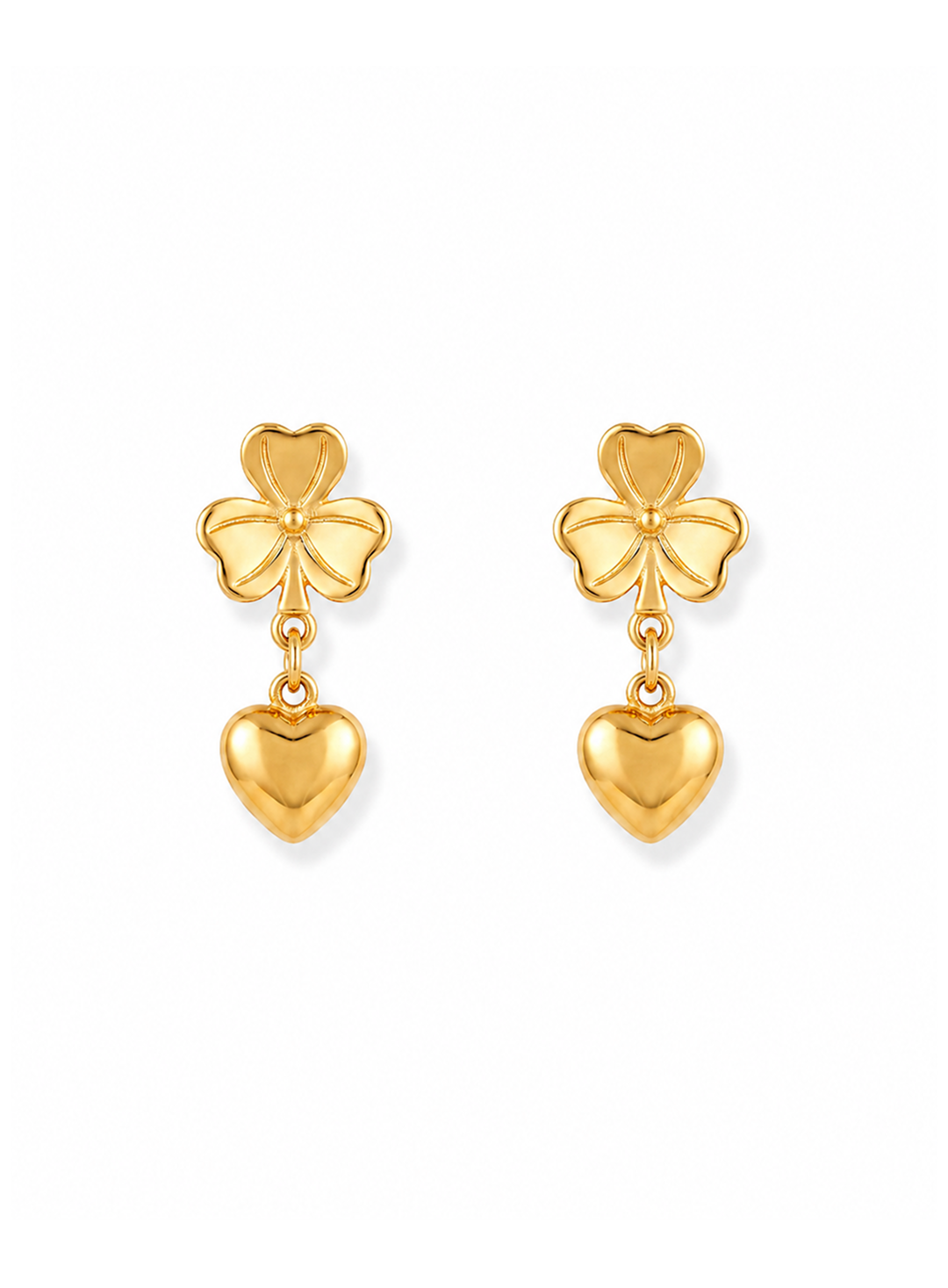 Clover Heart Drop Earrings