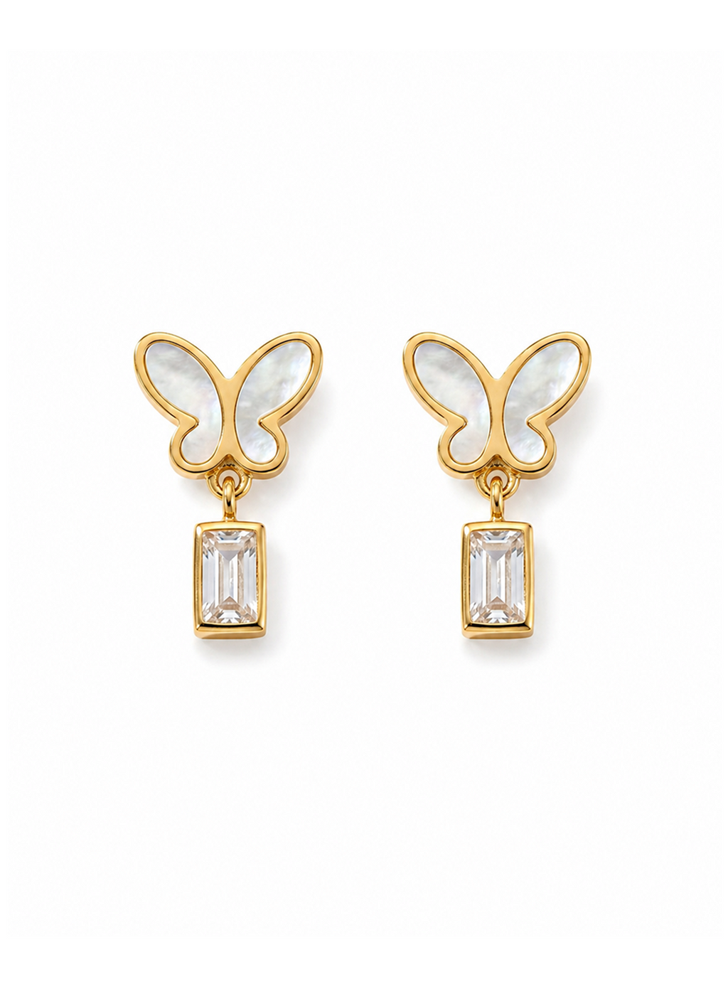 Butterfly Pearl Crystal Drop Earrings