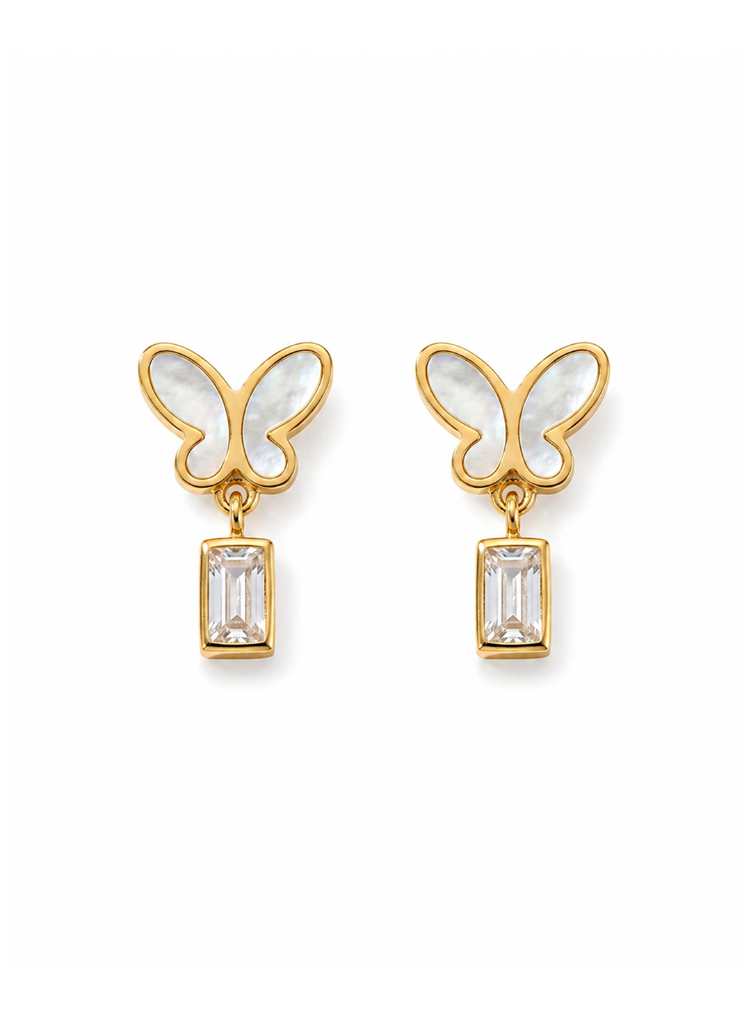 Butterfly Pearl Crystal Drop Earrings