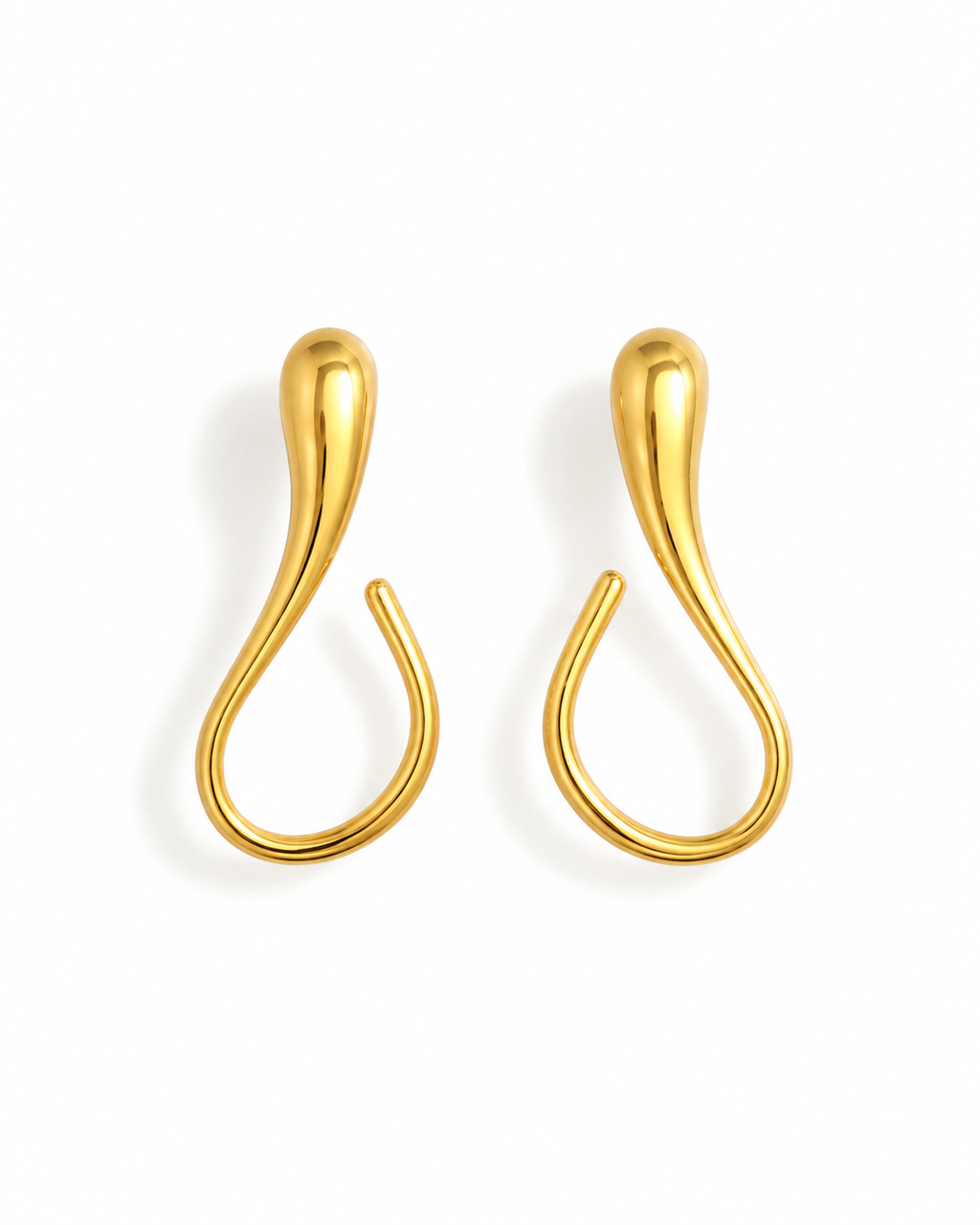 Sleek Curve Gold Drop Earrings