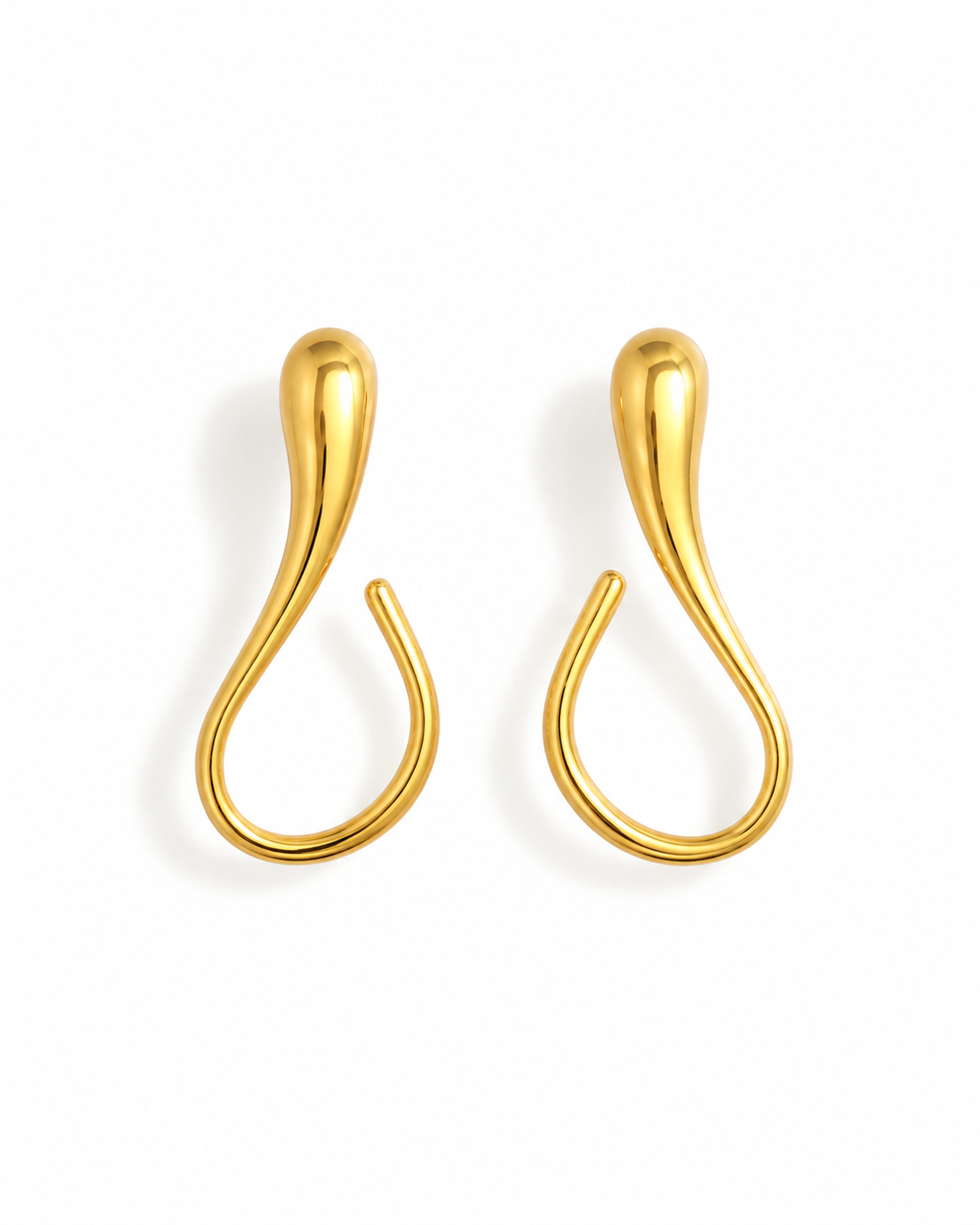 Sleek Curve Gold Drop Earrings