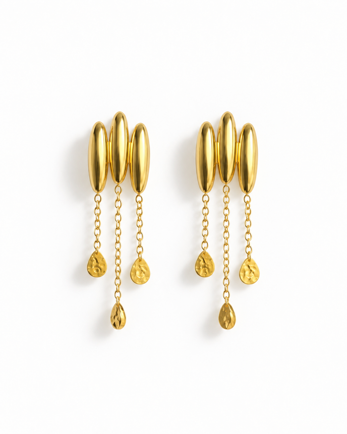 Triple Oval Chain Drop Earrings