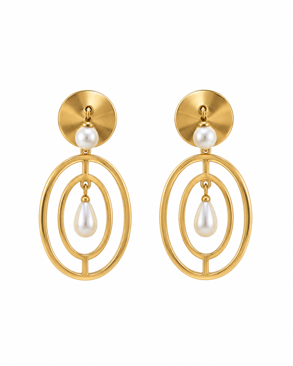 Pearl Petal Gold Drop Earrings