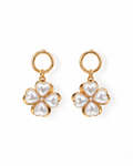 Pearl Flower Gold Hoop Earrings