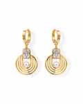 Crystal Pearl Geometric Hoop Earrings