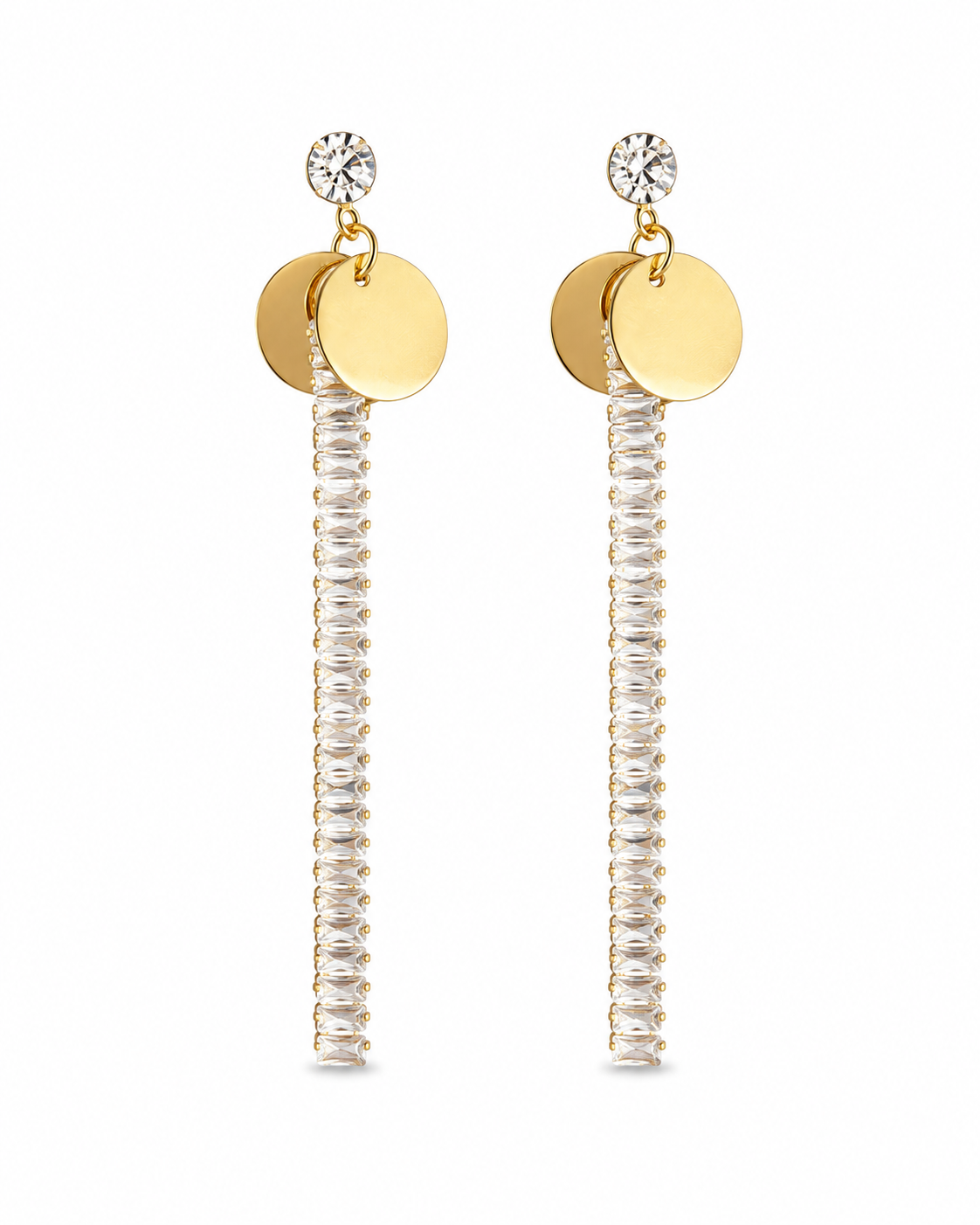 Crystal Tassel Disc Drop Earrings