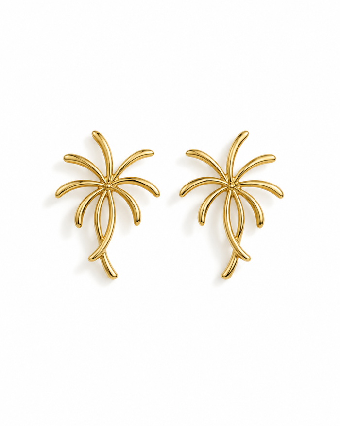 Floral Curve Gold Earrings