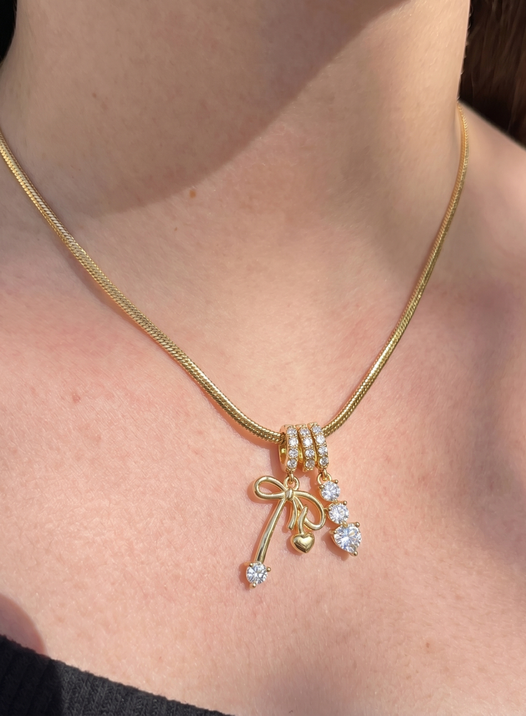 Modern Bow Drop Pendant Necklace