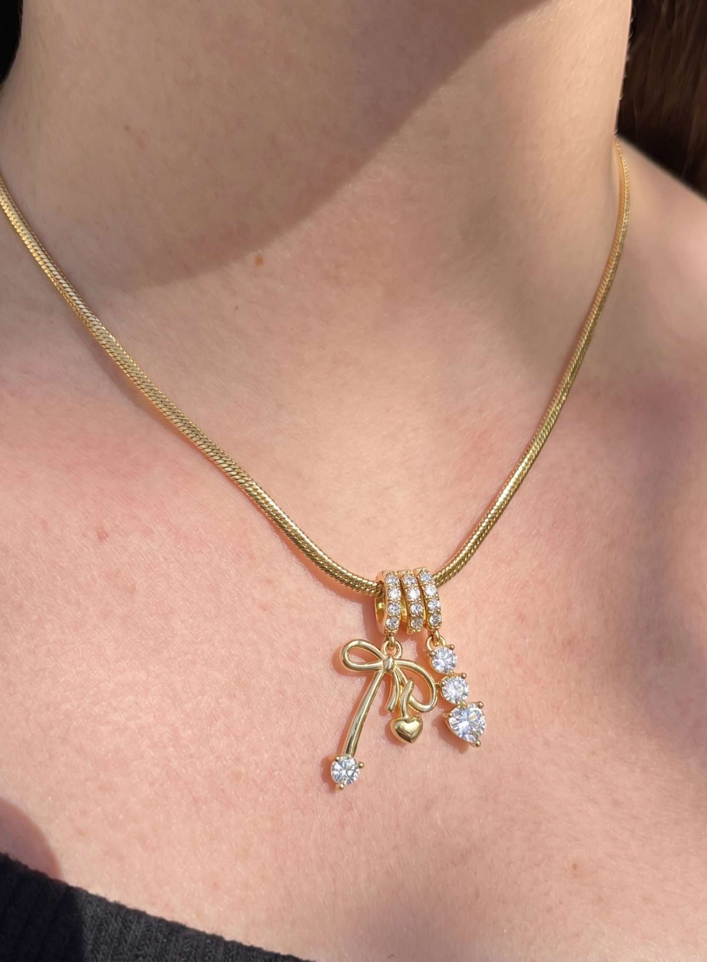 Modern Bow Drop Pendant Necklace