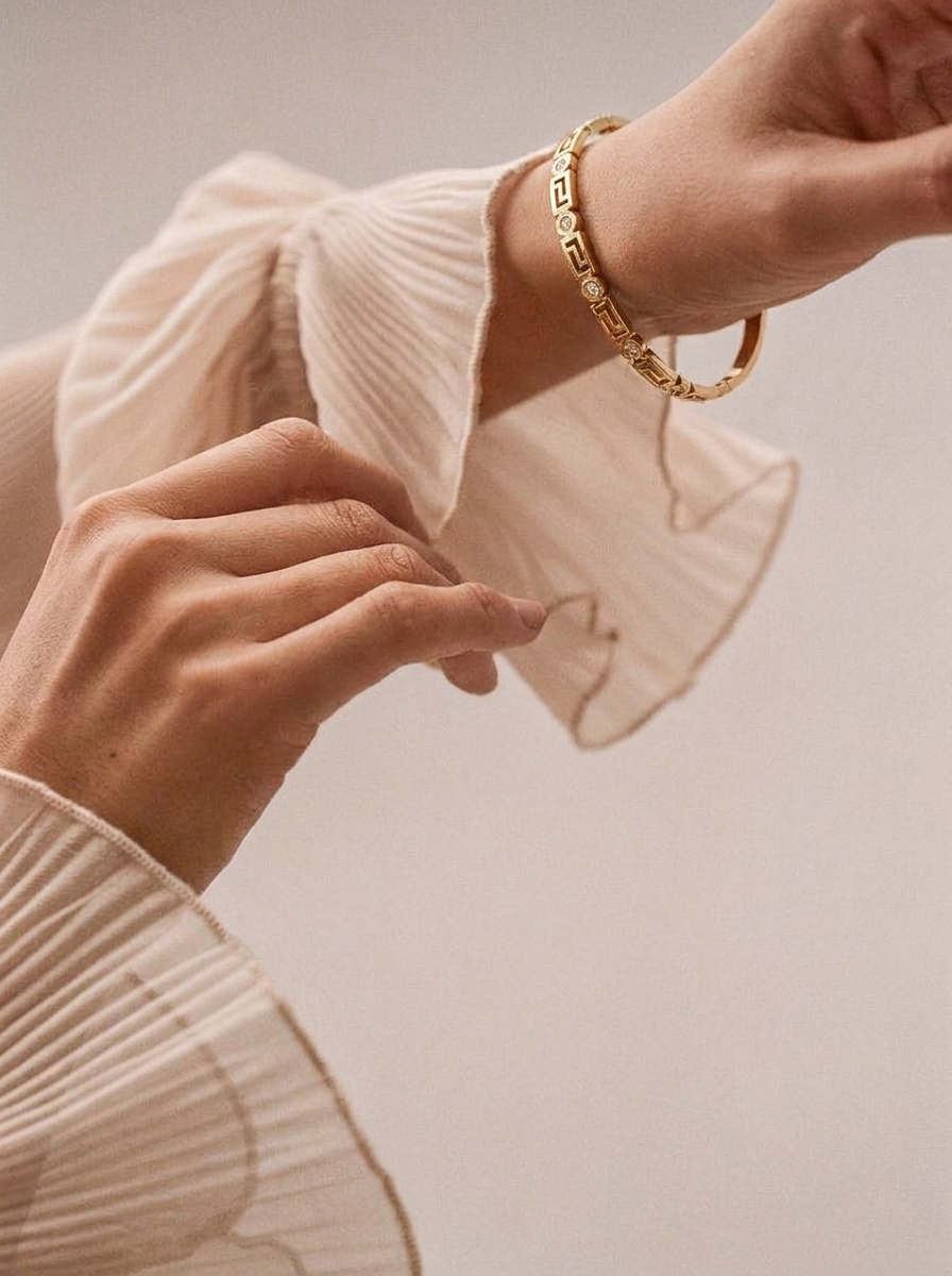Geometric Crystal Bangle Bracelet
