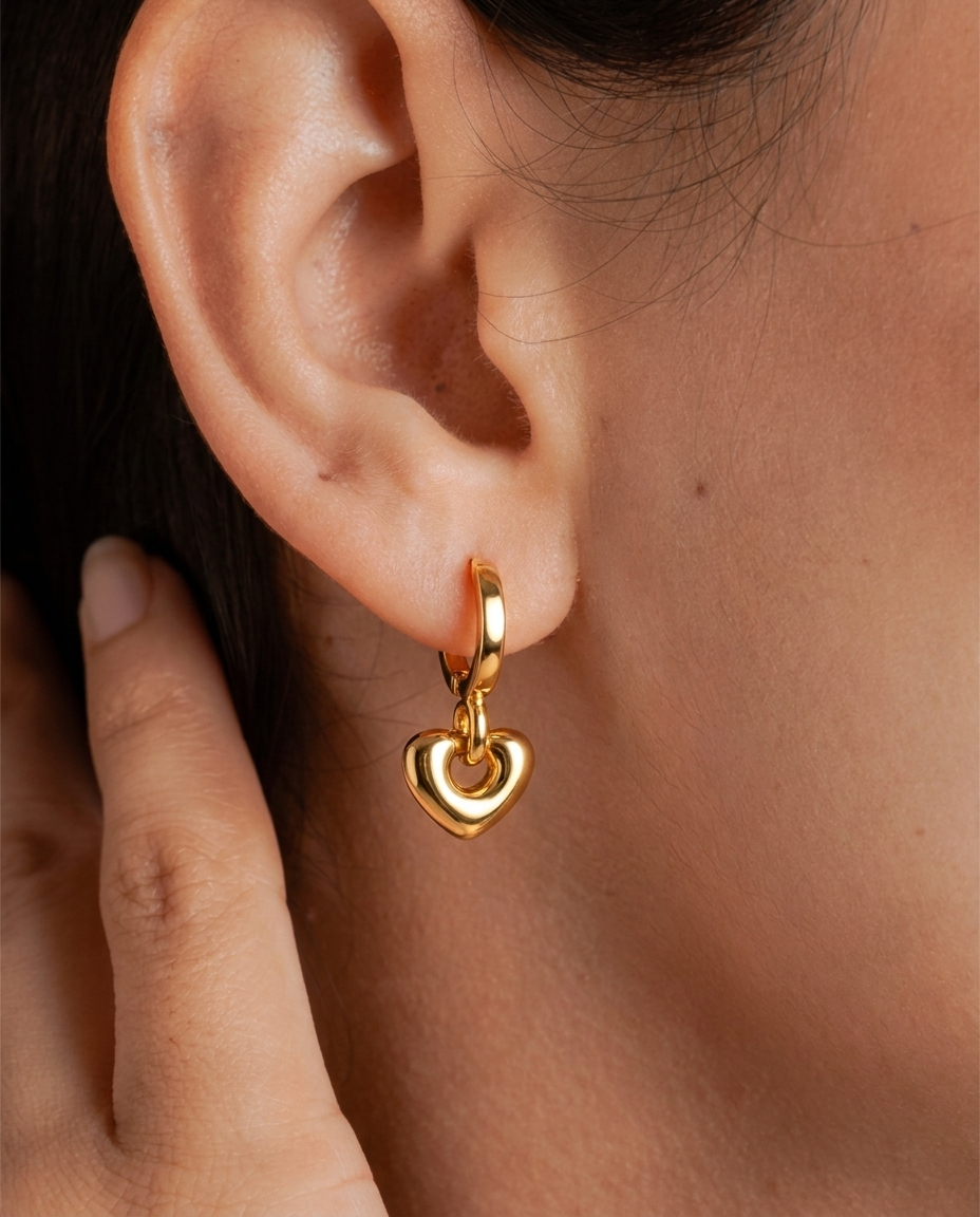 Heart Loop Gold Hoop Earrings