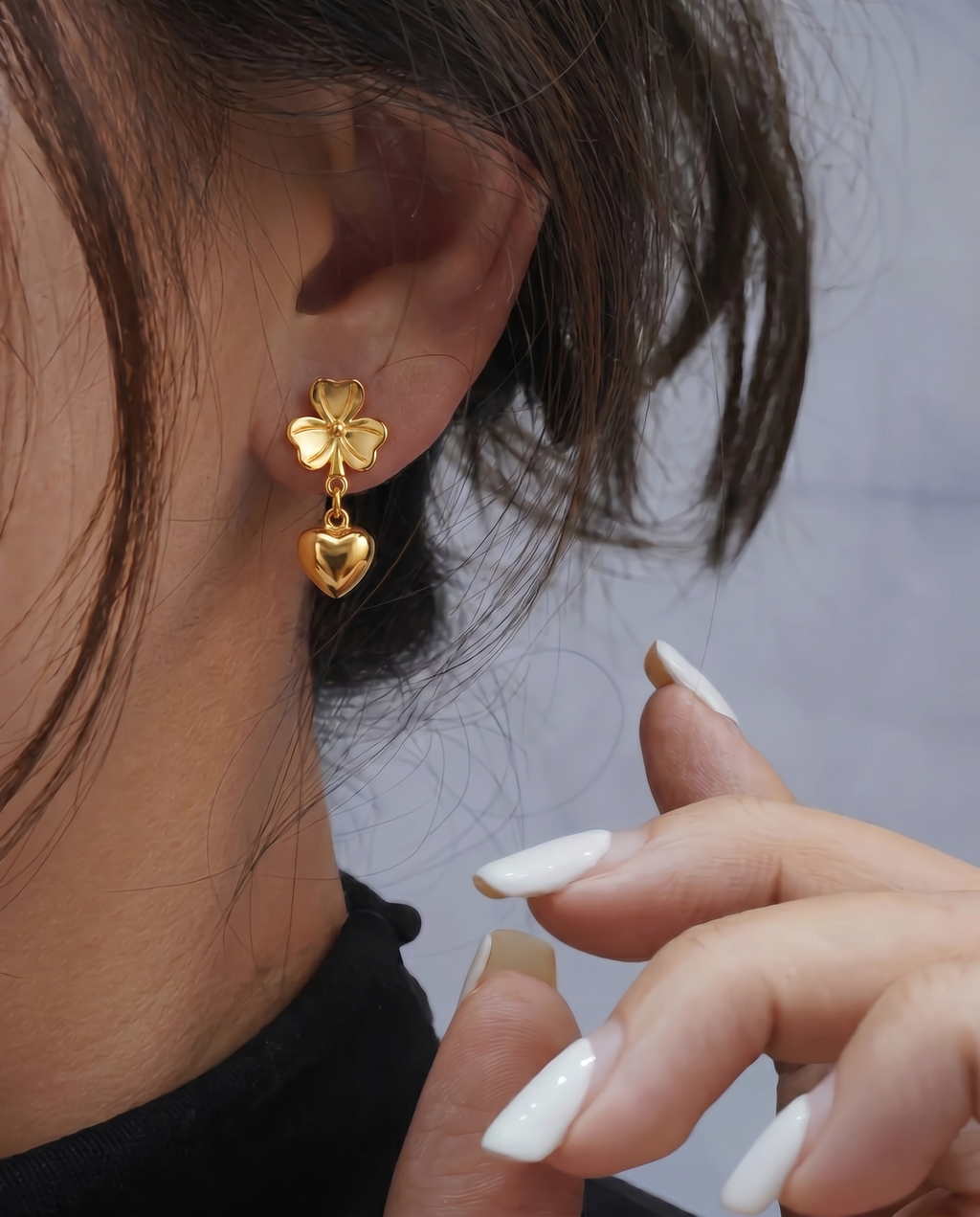 Clover Heart Drop Earrings