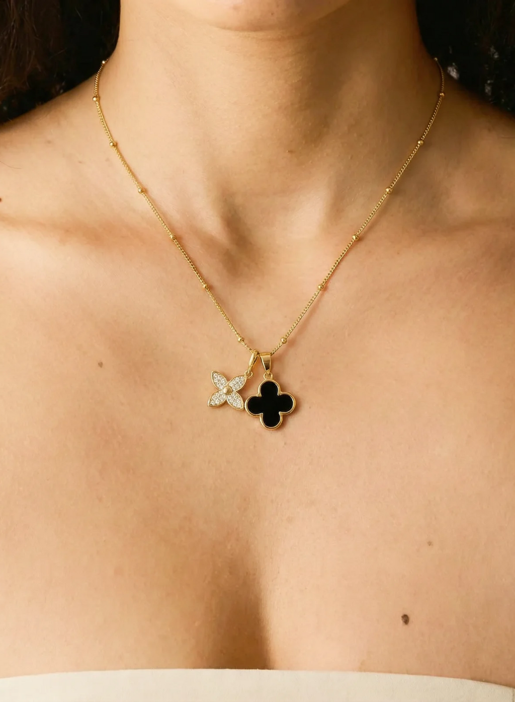 Dual Clover Charm Necklace