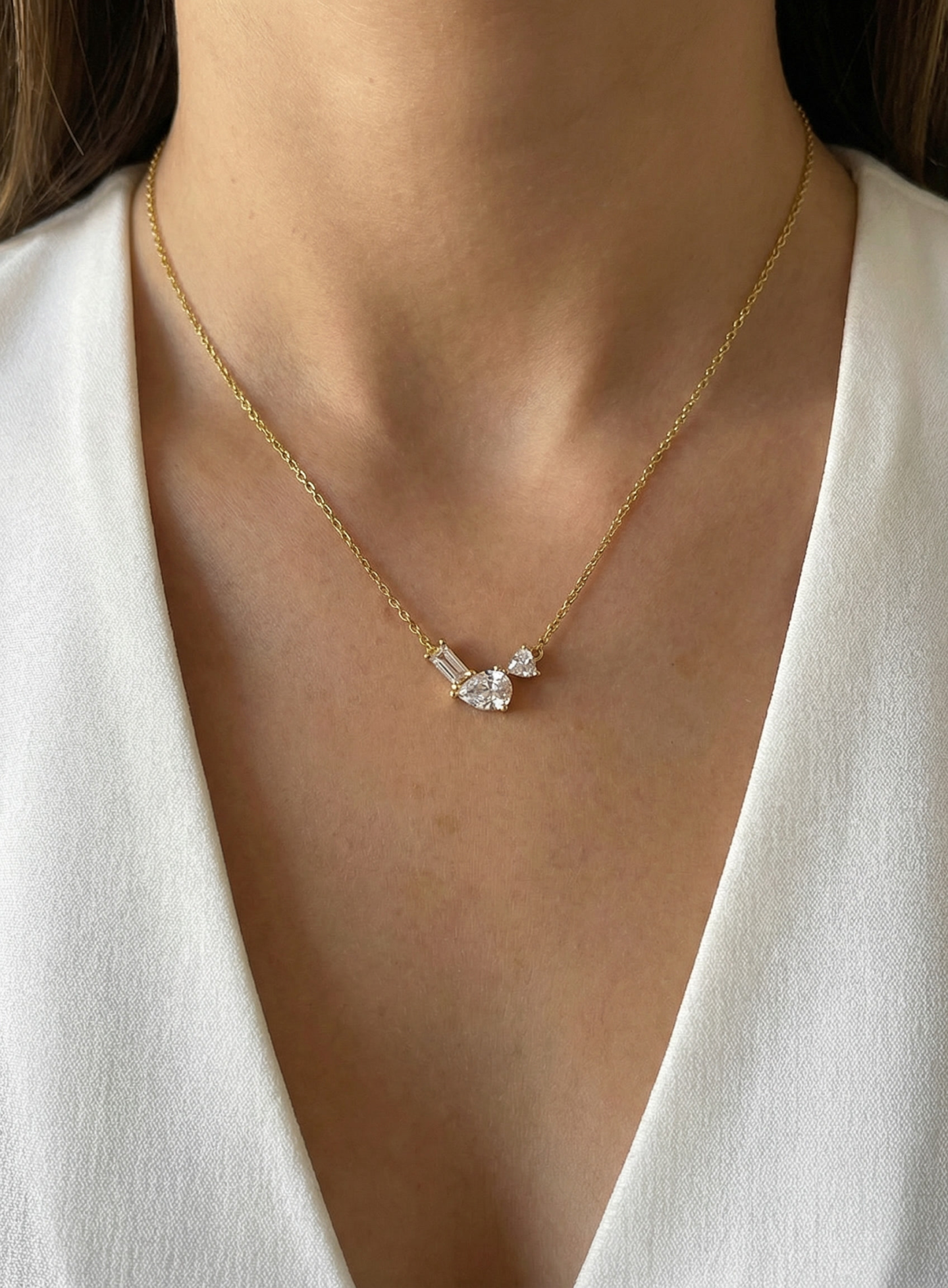 Trio Crystal Pendant Necklace
