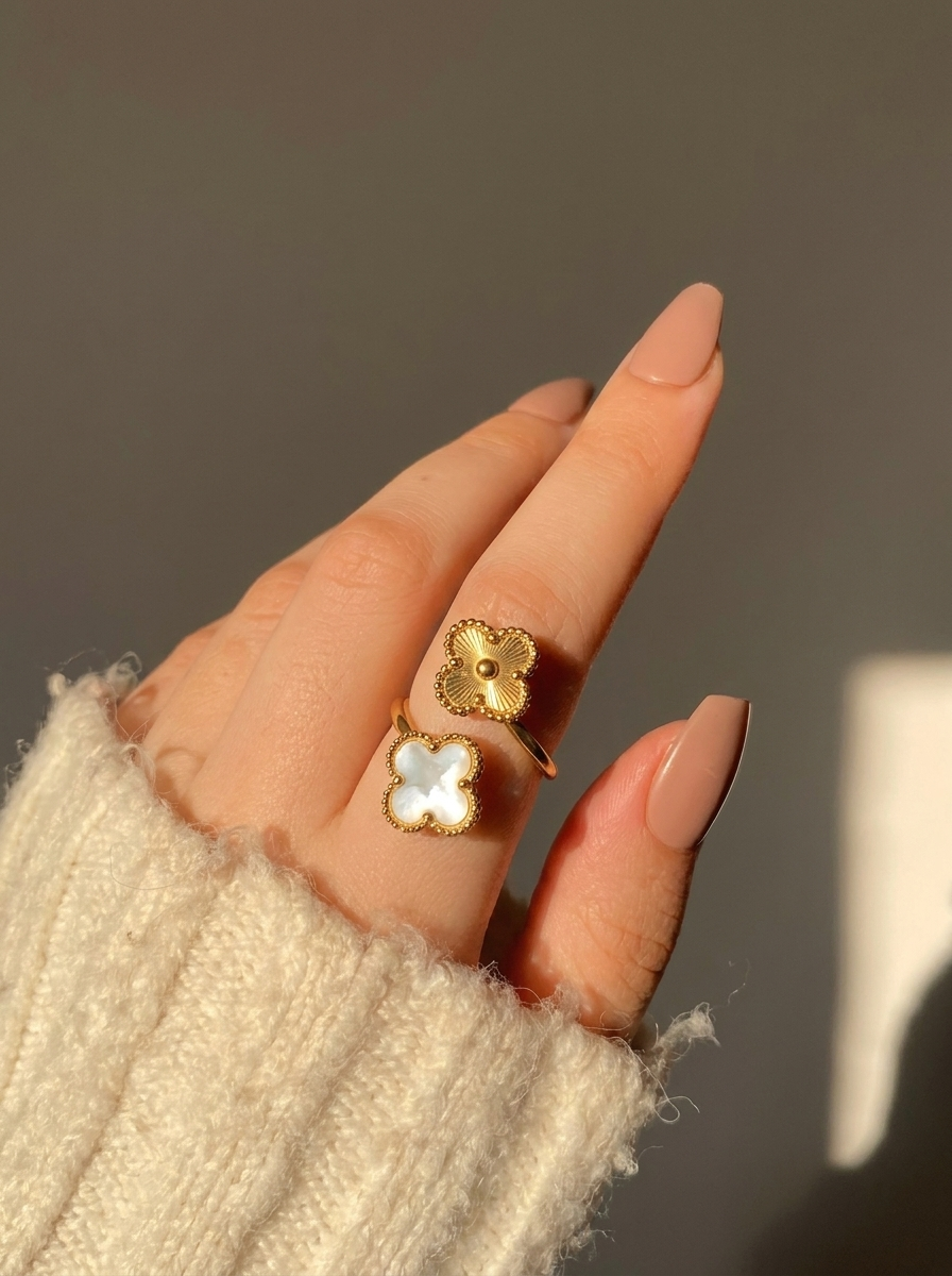 Mother of Pearl Clover Open Ring