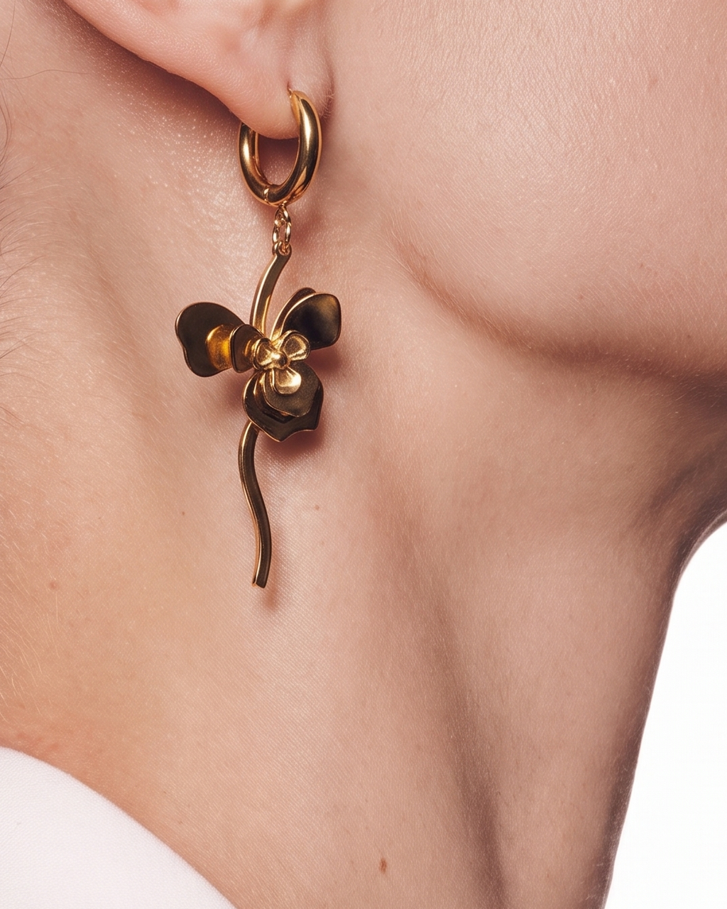 Golden Petal Bloom Dangle Earrings