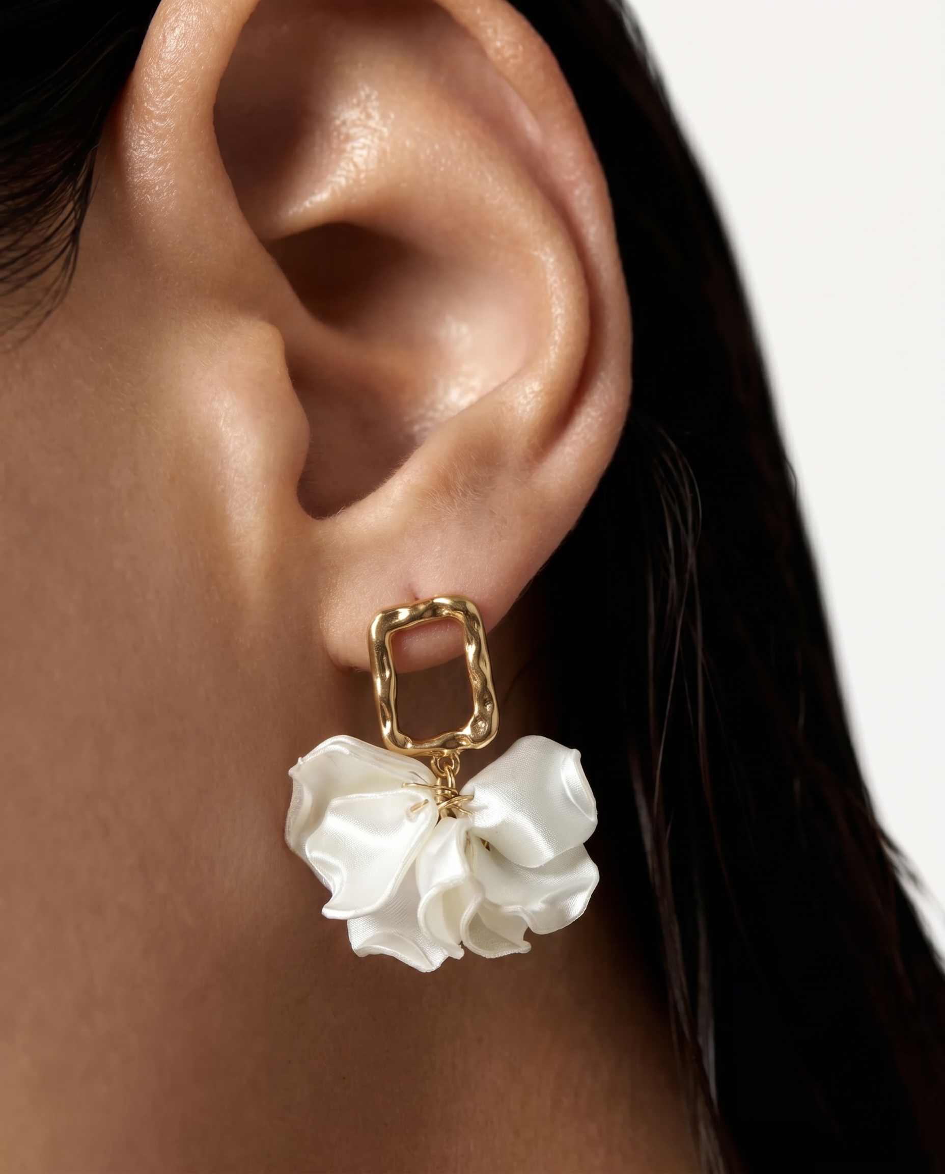 Floral Organza Drop Statement Earrings