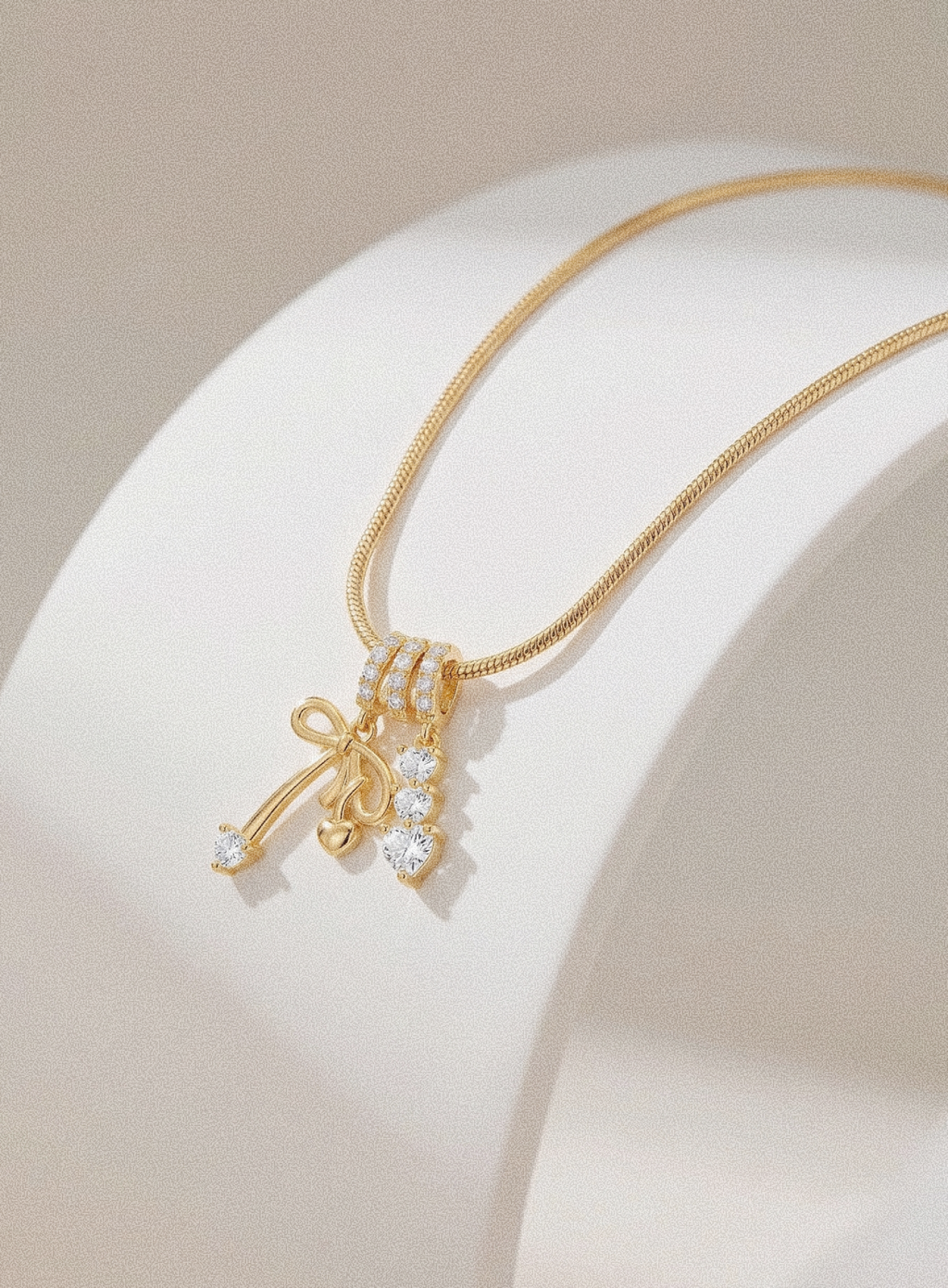 Modern Bow Drop Pendant Necklace