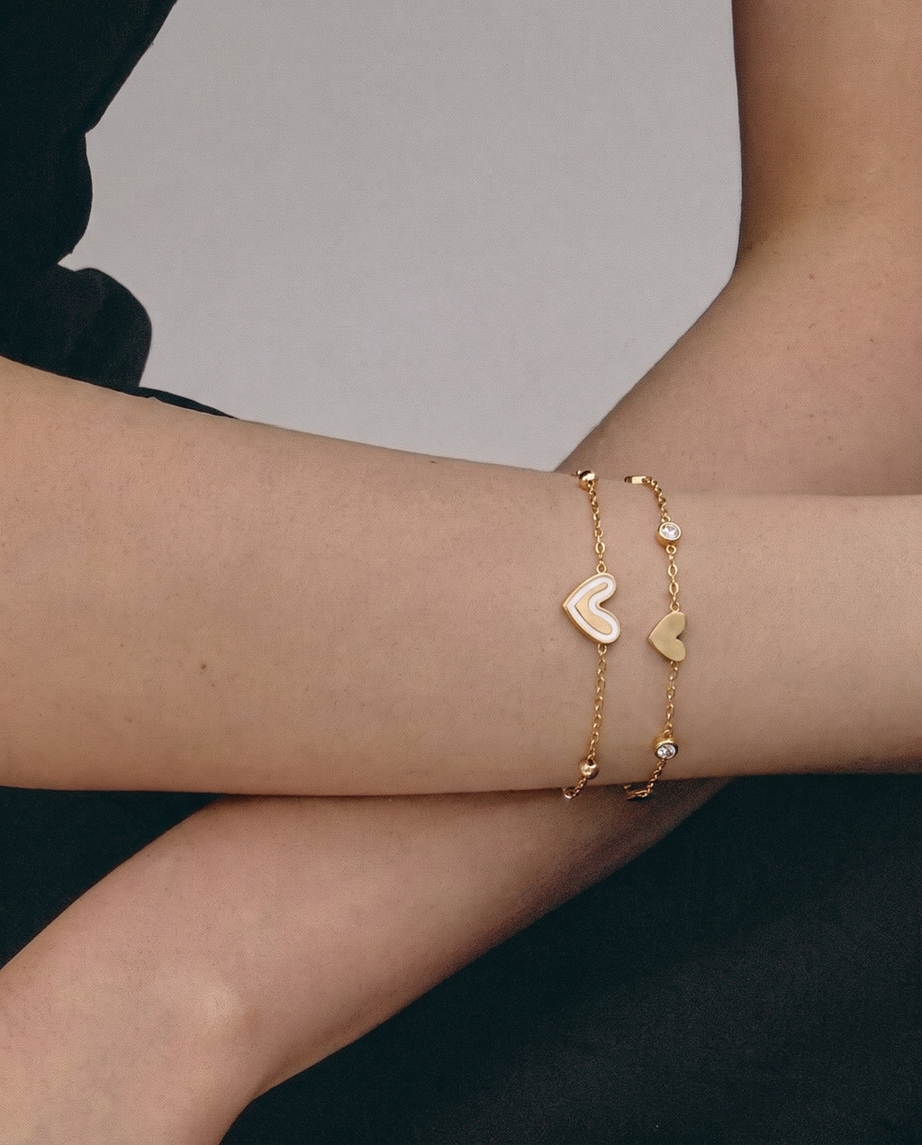 Double Layer Heart Charm Bracelet