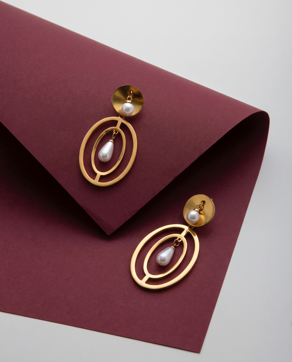 Pearl Petal Gold Drop Earrings