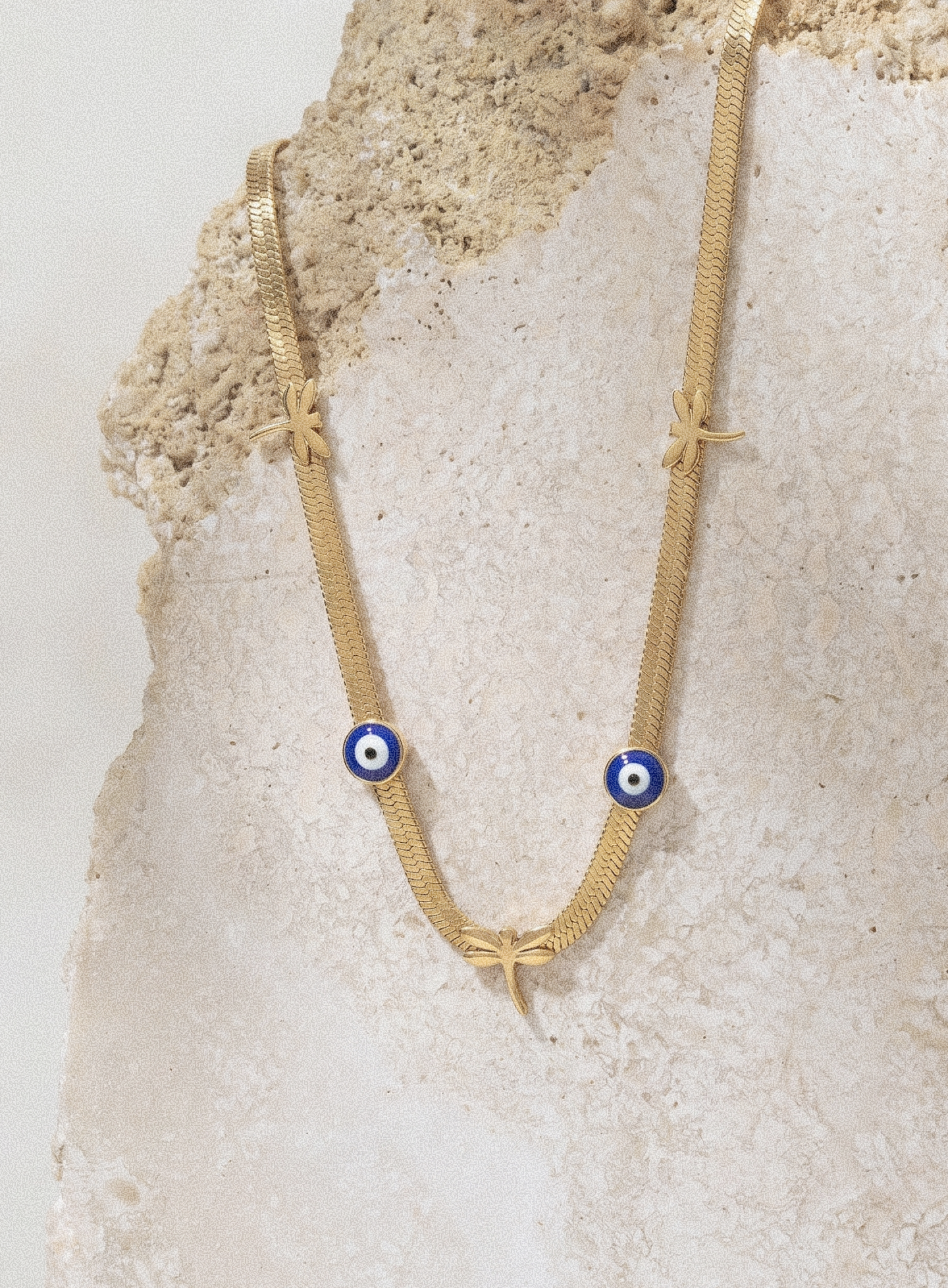 Evil Eye & Dragonfly Snake Chain Necklace