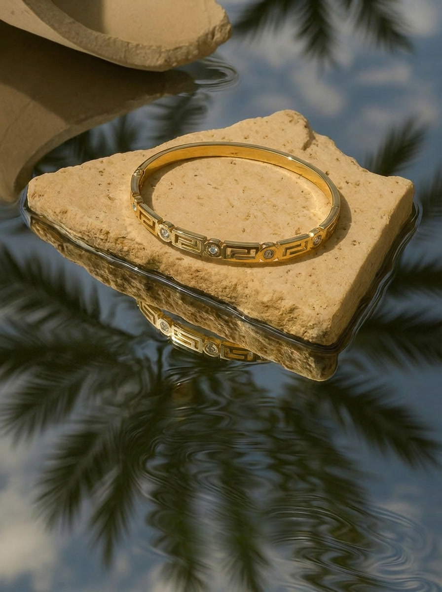 Geometric Crystal Bangle Bracelet