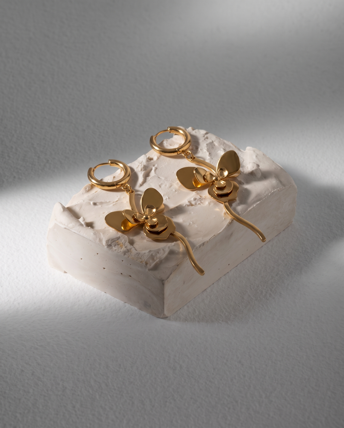 Golden Petal Bloom Dangle Earrings