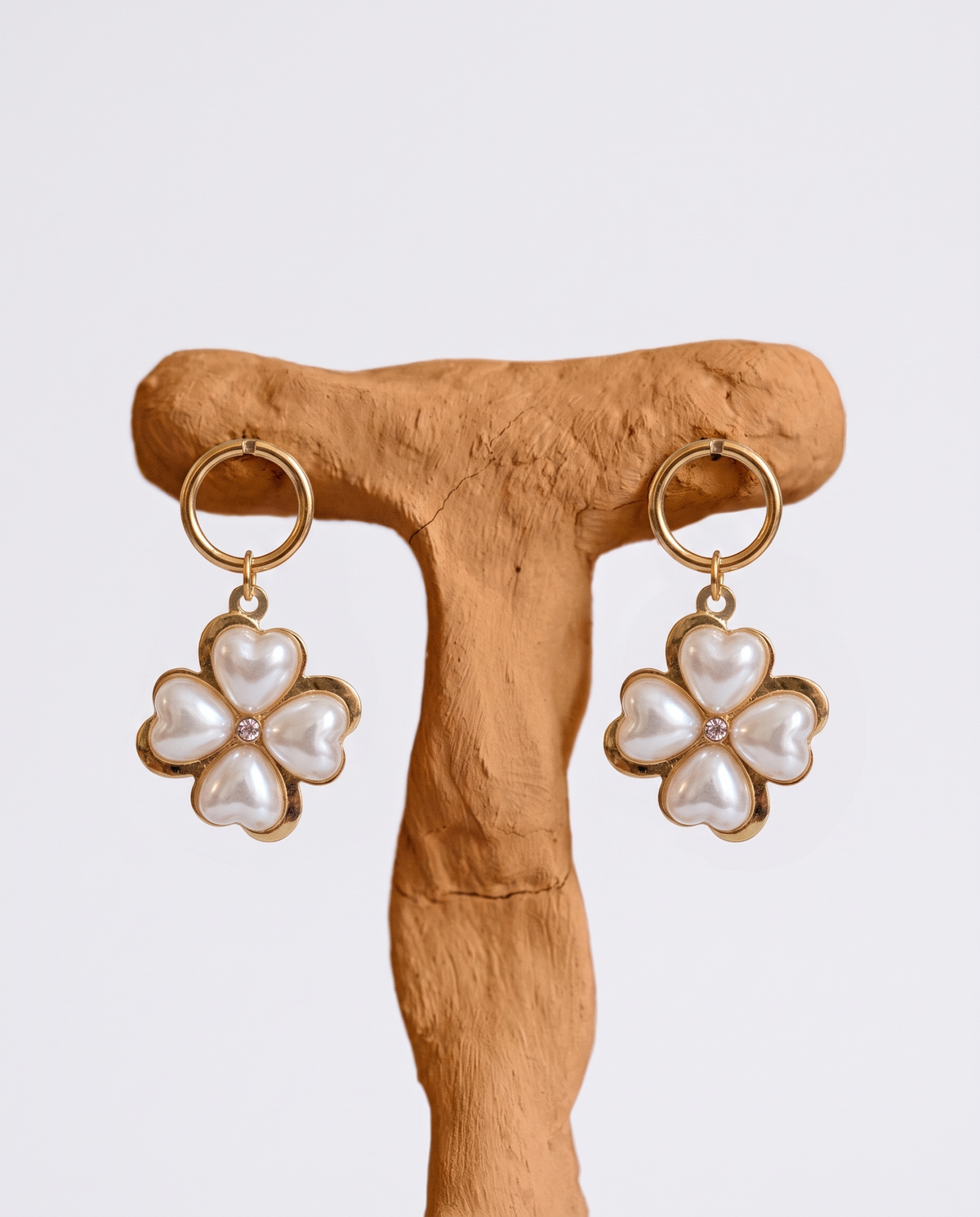 Pearl Flower Gold Hoop Earrings