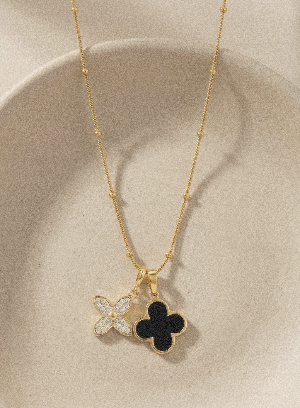 Dual Clover Charm Necklace