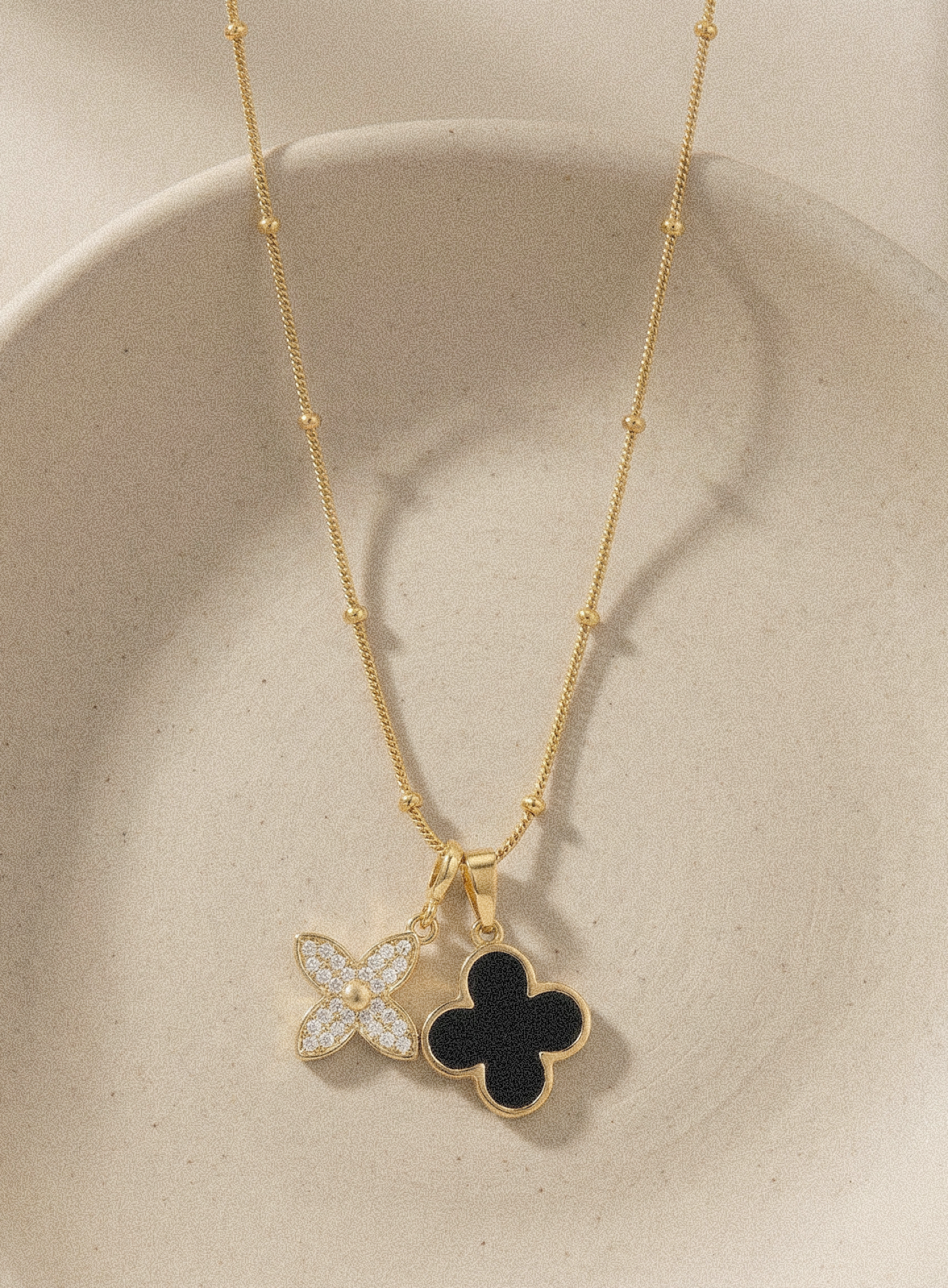 Dual Clover Charm Necklace