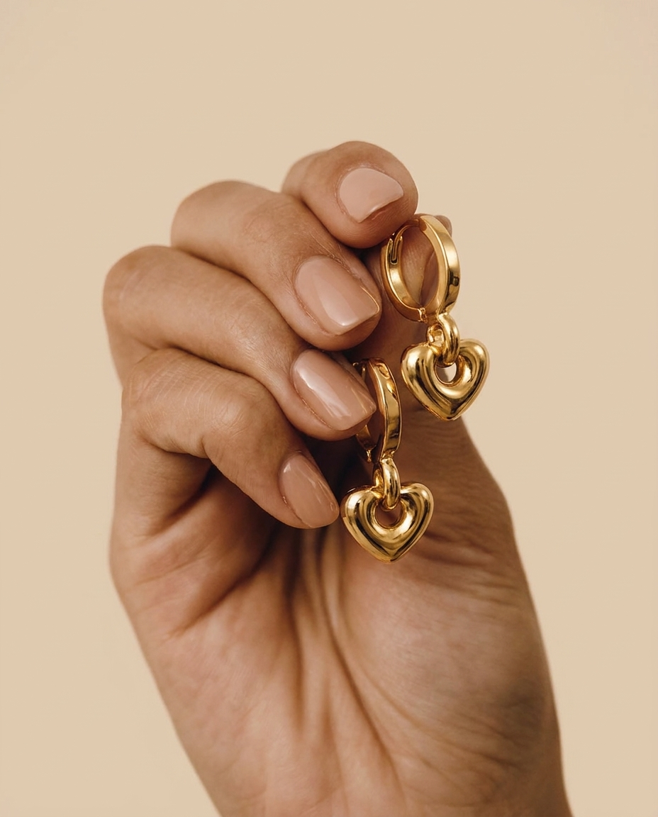 Heart Loop Gold Hoop Earrings