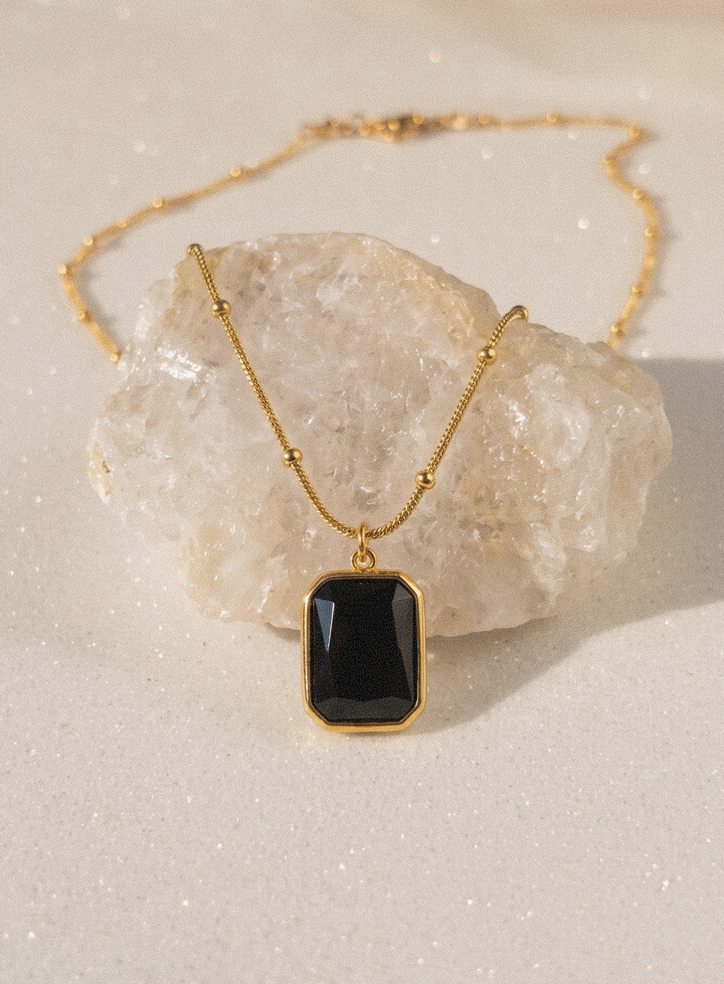 Black Stone Pendant Necklace