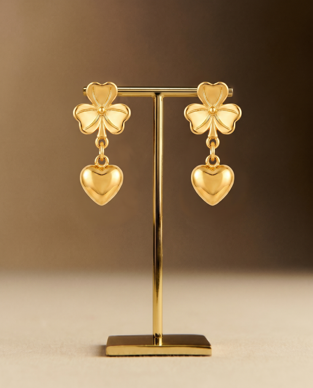 Clover Heart Drop Earrings