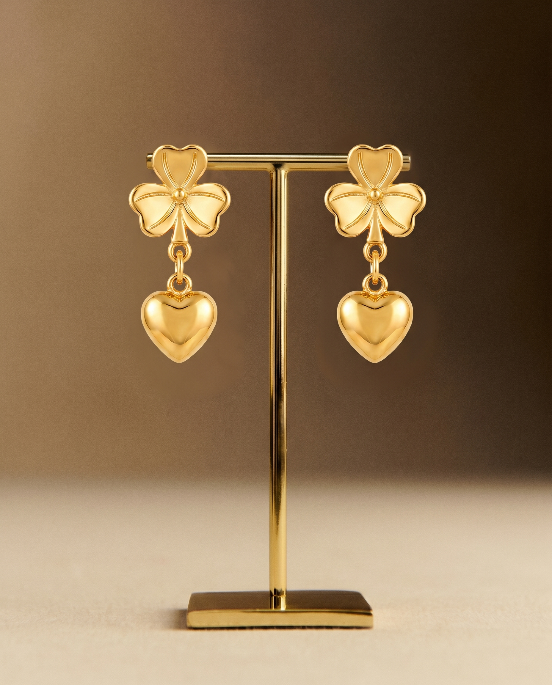 Clover Heart Drop Earrings