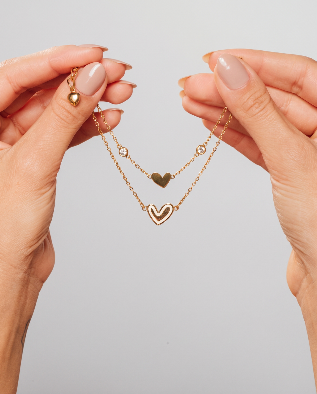 Double Layer Heart Charm Bracelet