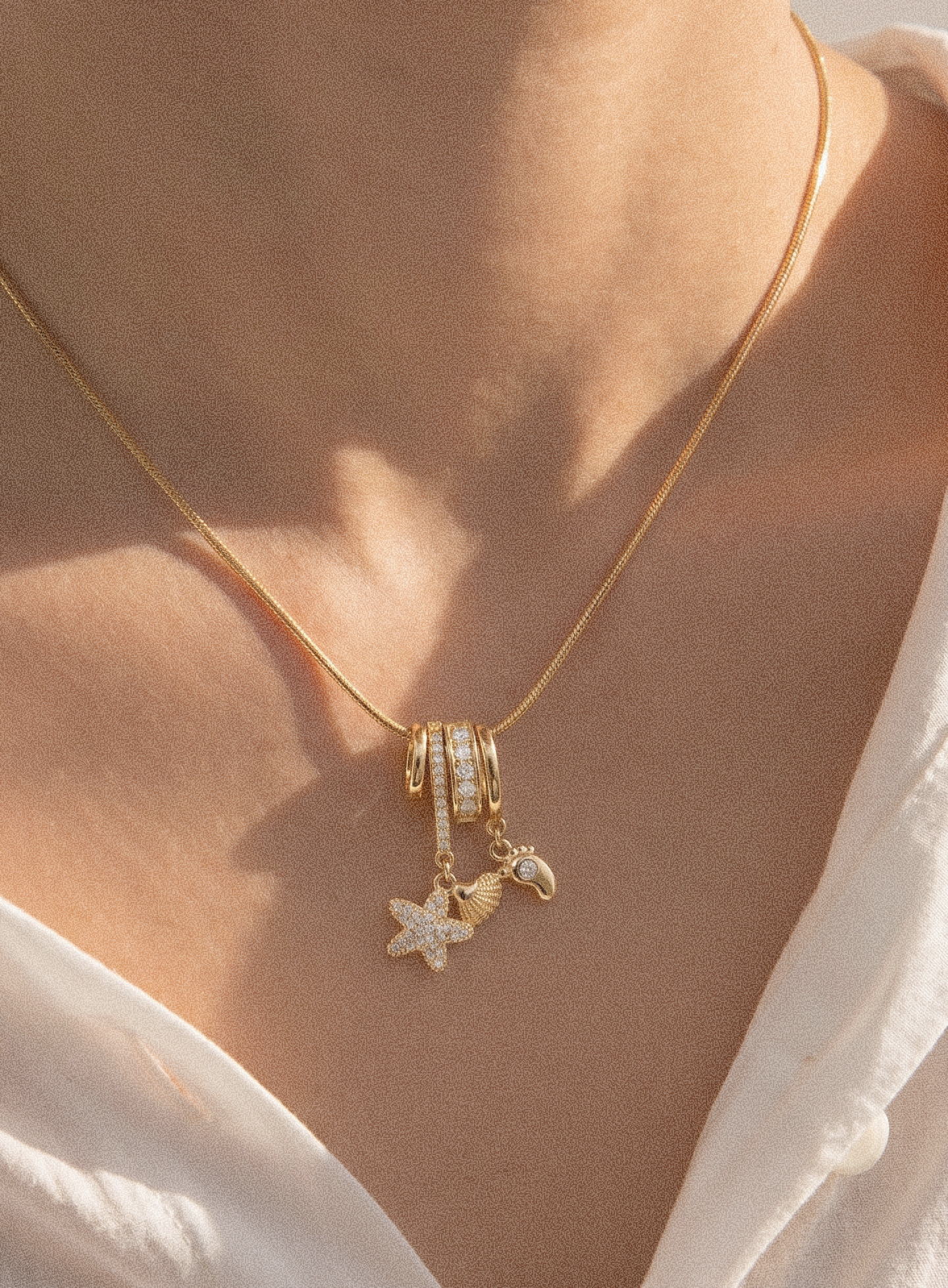 Seastar & Seahorse Charm Necklace