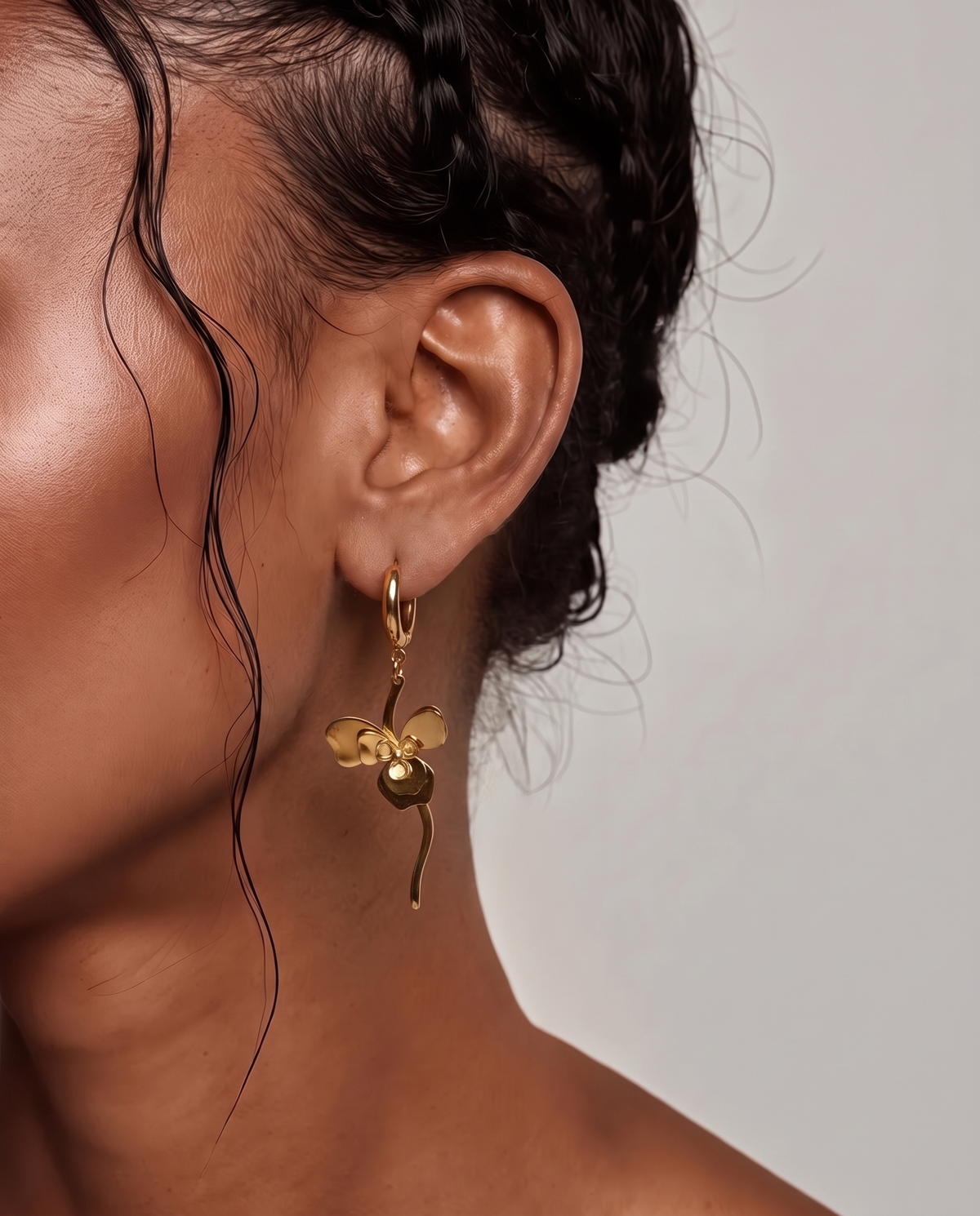 Golden Petal Bloom Dangle Earrings