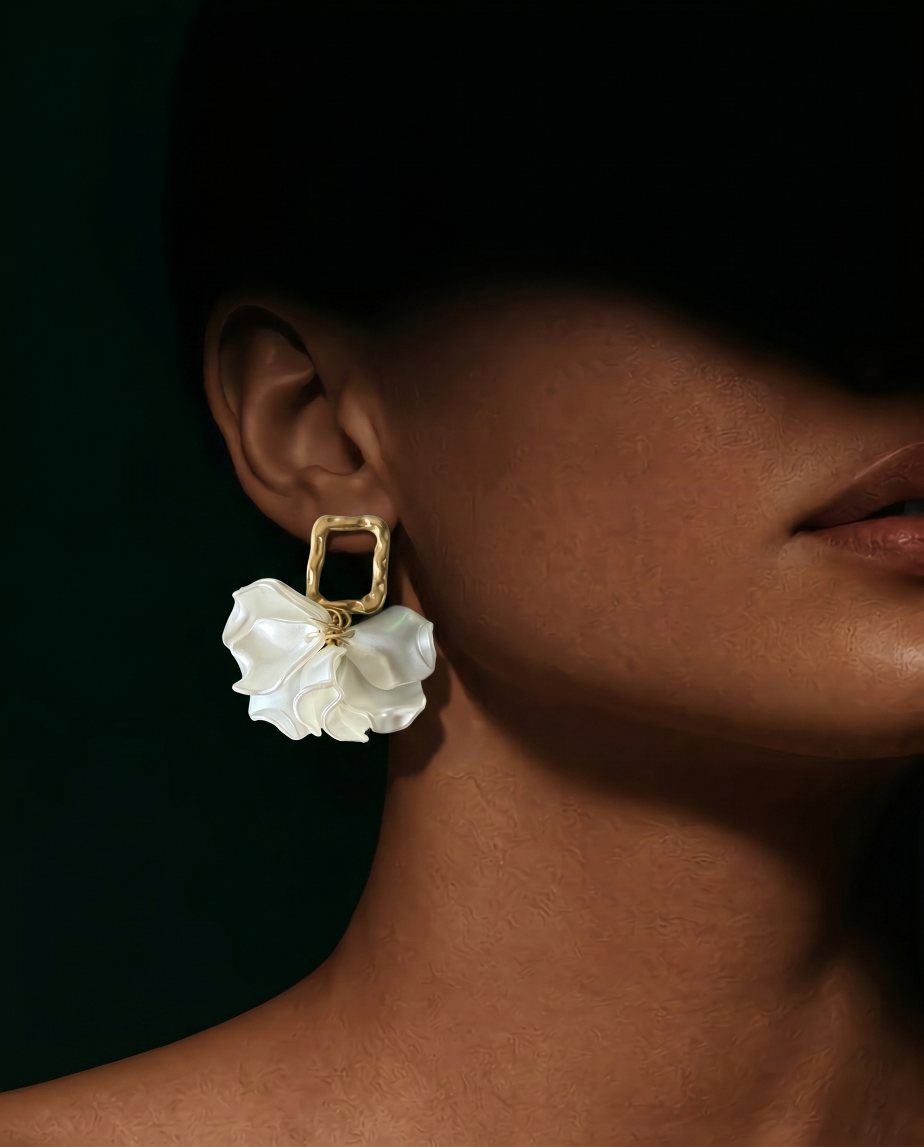 Floral Organza Drop Statement Earrings