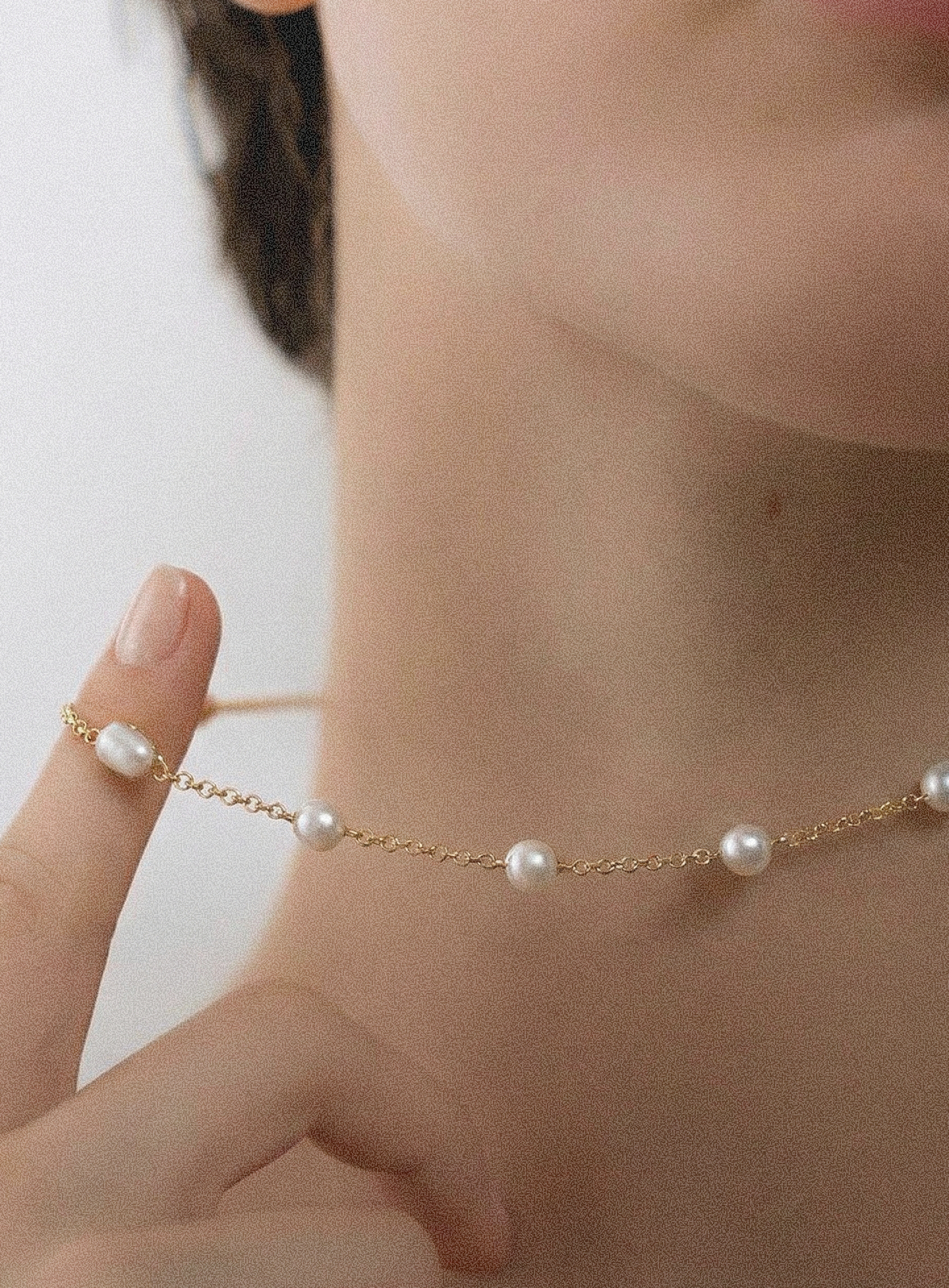 Dainty Pearl Station Necklace